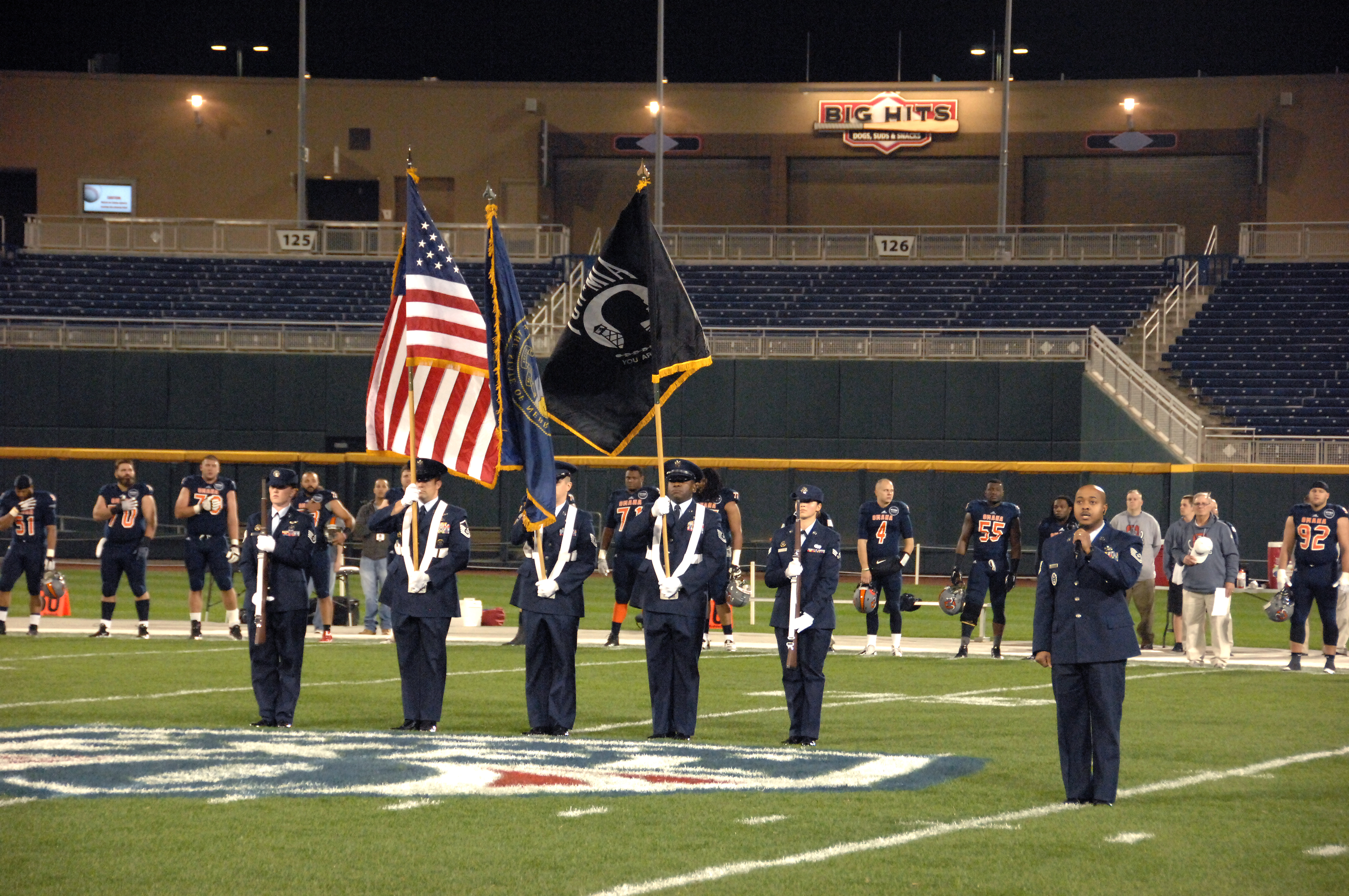 Team Offutt, Air Force recruits take to the field at Omaha Mammoths football game