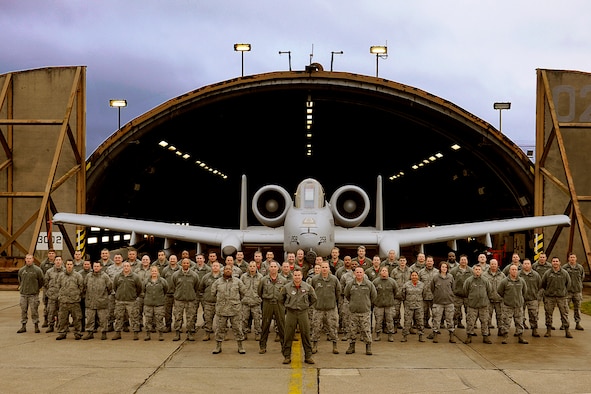 141107-Z-EZ686-002 Members of the 127th Aircraft Maintenance Squadron, 127th Operation Support Squadron and the 107th Fighter Squadron, Selfridge Air National Guard Base, Mich., pose for a group picture during the “Combined Resolve” exercise on Spangdahlem, Air Base, Flugplatz Spangdahlem Germany, Nov. 7, 2014. Combined Resolve, is a Joint Multinational NATO training mission preparing U.S. and European militaries for combat rotations in Iraq and Afghanistan, focused predominantly on large conventional force operations. (U.S. Air National Guard photo by MSgt. David Kujawa/Released)