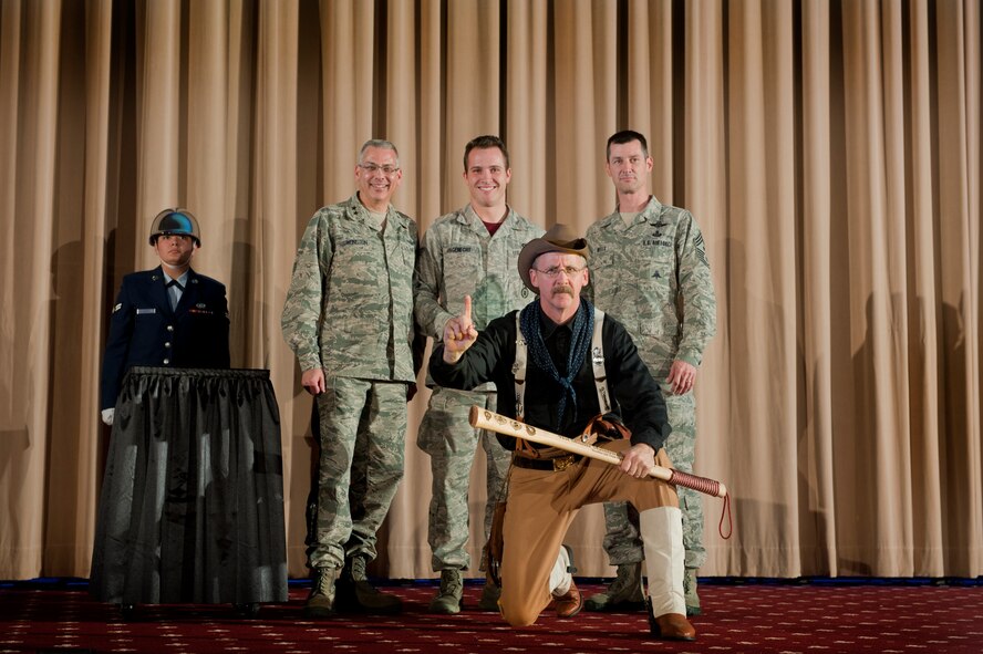 Senior Airman Patrick Wagenecht, 91st Security Forces Group tactical response force member wins best shooter for the M203 grenade launcher during the Global Strike Challenge score posting event on Barksdale Air Force Base, La., Nov. 5, 2014. GSC is the world's premier bomber, Intercontinental Ballistic Missile, helicopter operations and security forces competition with units from Air Force Global Strike Command, Air Combat Command, Air Force Reserve Command and the Air National Guard. (U.S. Air force photo/Senior Airman Brittany Y. Bateman)