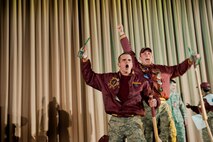The 91st Missile Wing celebrates after winning best intercontinental ballistic missile mechanical and pneudralics team, during the Global Strike Challenge score posting event on Barksdale Air Force Base, La., Nov. 5, 2014. Participants in the 2014 GSC included Air Force Global Strike Command's six wings plus units from Air Combat Command, Air Force Reserve Command and the Air National Guard (U.S. Air force photo/Senior Airman Brittany Y. Bateman)