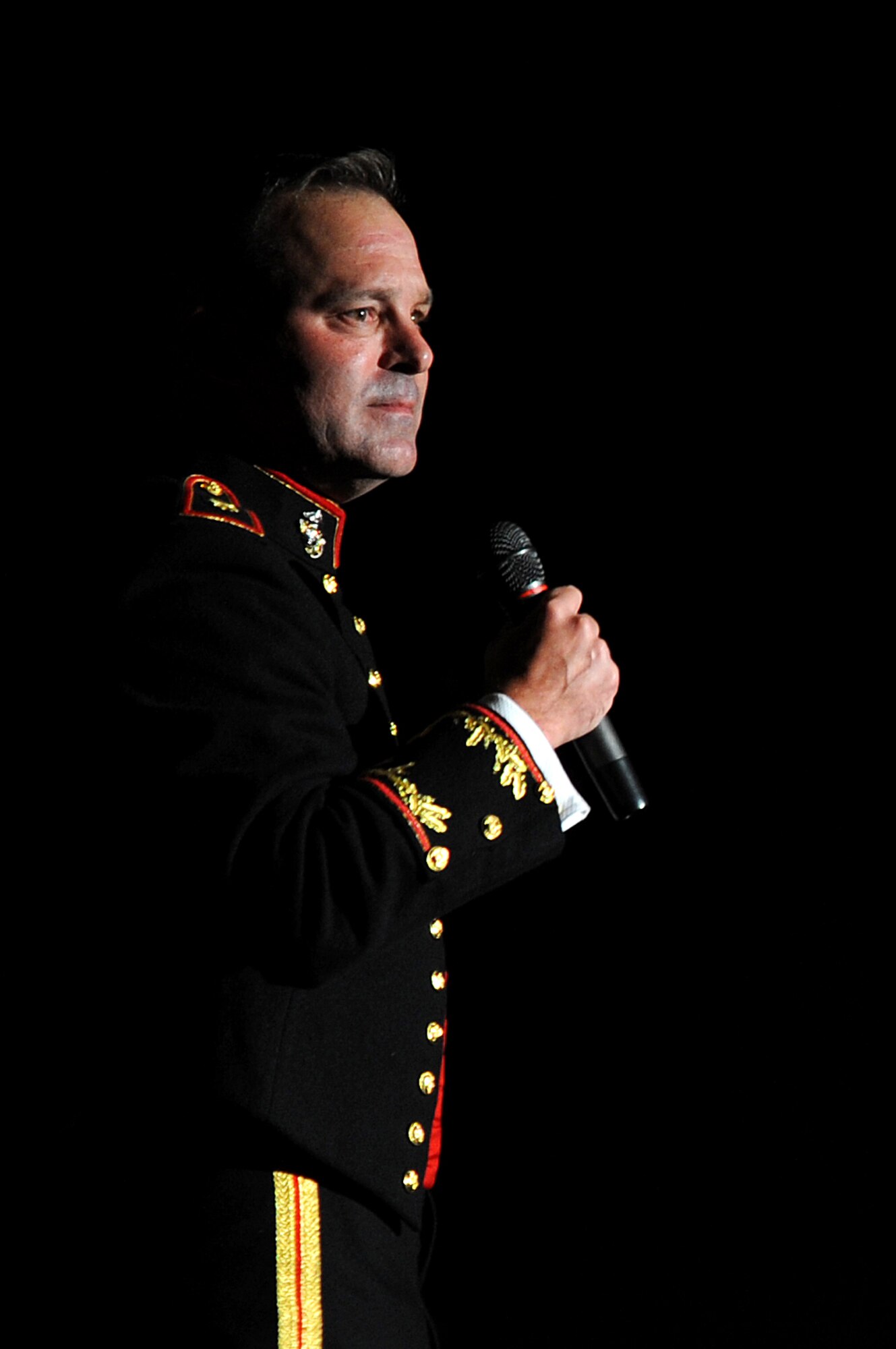SAN ANGELO, Texas – Marine Maj. Devin A. Rullman, Marine Corps Detachment Commanding Officer, speaks during the Marine Corps Ball at the McNease Convention Center Nov. 8. Rullman was the first speaker of the night during the Marines’ 239th birthday celebration. (U.S. Air Force photo/ Airman 1st Class Devin Boyer)
