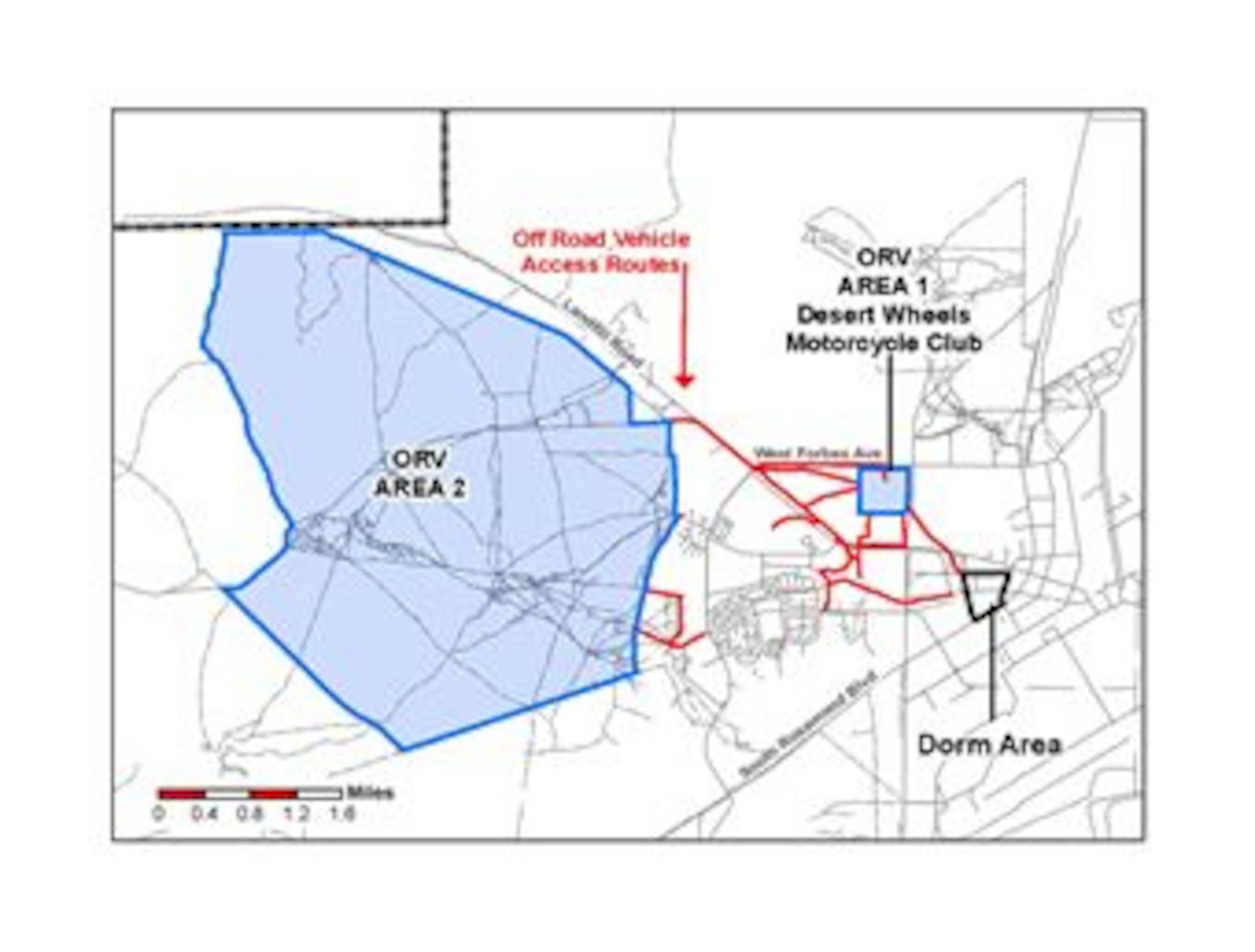 Off-road vehicle Areas 1 and 2 . (U.S. Air Force graphic)