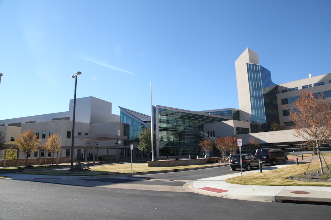 A view of the new Martin Army Community Hospital at Fort Benning, Georgia Nov. 7. The 745,000 square-foot, state-of-the-art facility doubles the size of its predecessor and improves the area’s medical capacity to provide inpatient, outpatient and ancillary services for more than 75,000 beneficiaries. The hospital will open its doors to patients Nov. 17 and employ approximately 1,500 civilians and 800 military staff members, said Alan Bugg, Fort Benning area engineer for the Corps’ Savannah District.