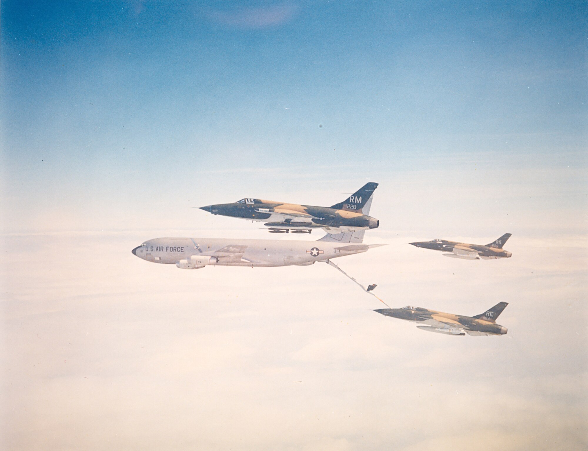 To celebrate the 355th Fighter Wing’s 72nd birthday, we’re sharing the 355th’s history. The 355th activated at George AFB, California, April 13, 1962, as the 355th Tactical Fighter Wing and operated the Republic F-105 Thunderchief. By November 1965 the unit had transferred to Takhli Royal Thai Air Base, Thailand. The 355 TFW amassed over 101,300 sorties over North Vietnam, delivered 202,596 tons of bombs, and destroyed 12,675 targets. Assigned pilots were also credited with 22 MiG aerial victories, eight MiGs destroyed on the ground, and another nine damaged. (Courtesy Photo)