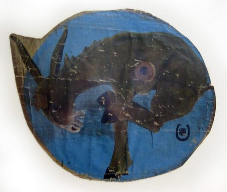 This is the aircraft insigne for the 95th Aero Squadron with which Lt. Quentin Roosevelt flew during his World War I service. This particular aircraft insigne was cut from the SPAD XIII aircraft in which Lt. Grover C. Vann was shot down on July 25, 1918; he died in the crash. (U.S. Air Force photo)