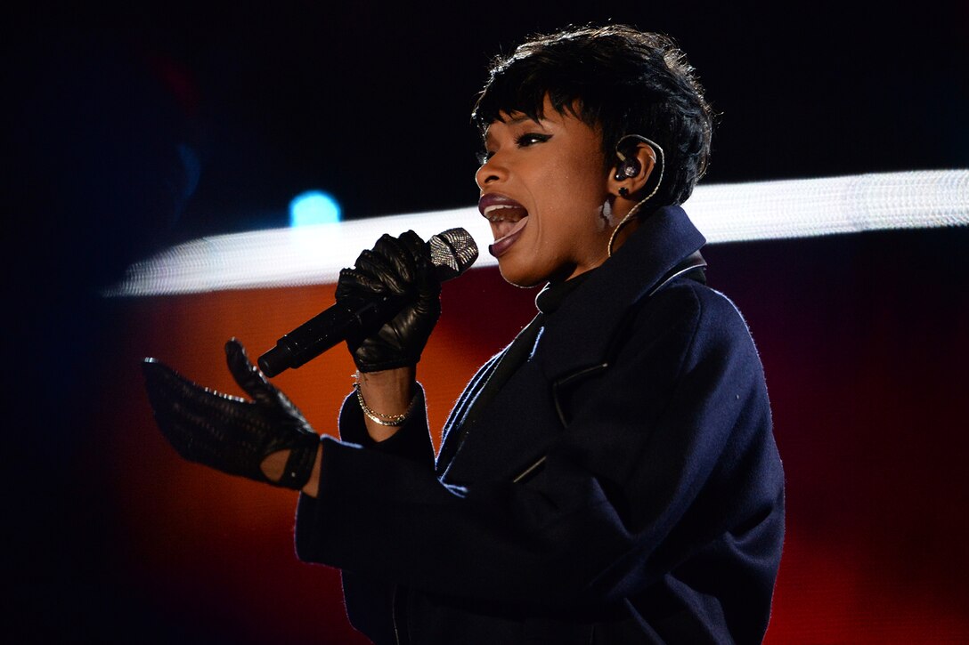 Jennifer Hudson sings the Star Spangled Banner to start the Concert for Valor in Washington, D.C., Nov. 11, 2014. The event, which was held to mark Veterans Day, featured performances on the National Mall by several musical artists and was broadcast live on HBO.