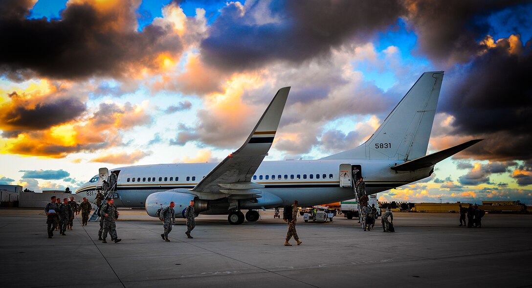Members from the 1st Special Operations Wing arrive at Naval Air Station North Island in Coronado, Calif., in preparation for Exercise Carbonite Archer, Nov. 2, 2014. Carbonite Archer is an emergency deployment readiness exercise focusing on the 1st Special Operations Wing’s ability to deploy aircraft and personnel anytime and anywhere in the world. (U.S. Air Force photo/Senior Airman Christopher Callaway) 