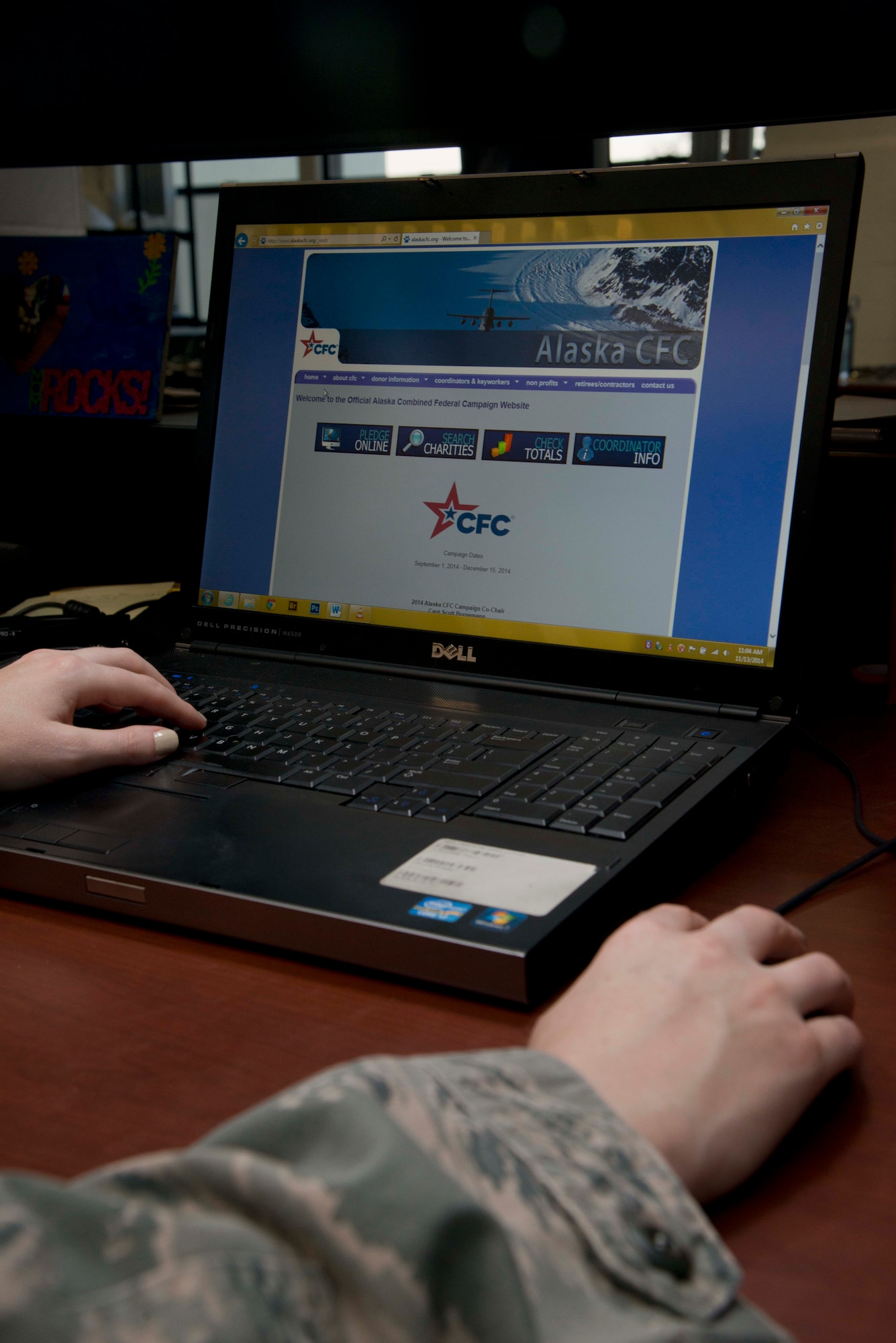 The contribution deadline for the installation Combined Federal Campaign is Friday, Nov. 14, 2014, on Joint Base Elmendorf-Richardson. The CFC is a fundraising campaign targeted at federal employees, and gives them the opportunity to donate to various charities. (U.S. Air Force photo/Staff Sgt. Sheila deVera)

