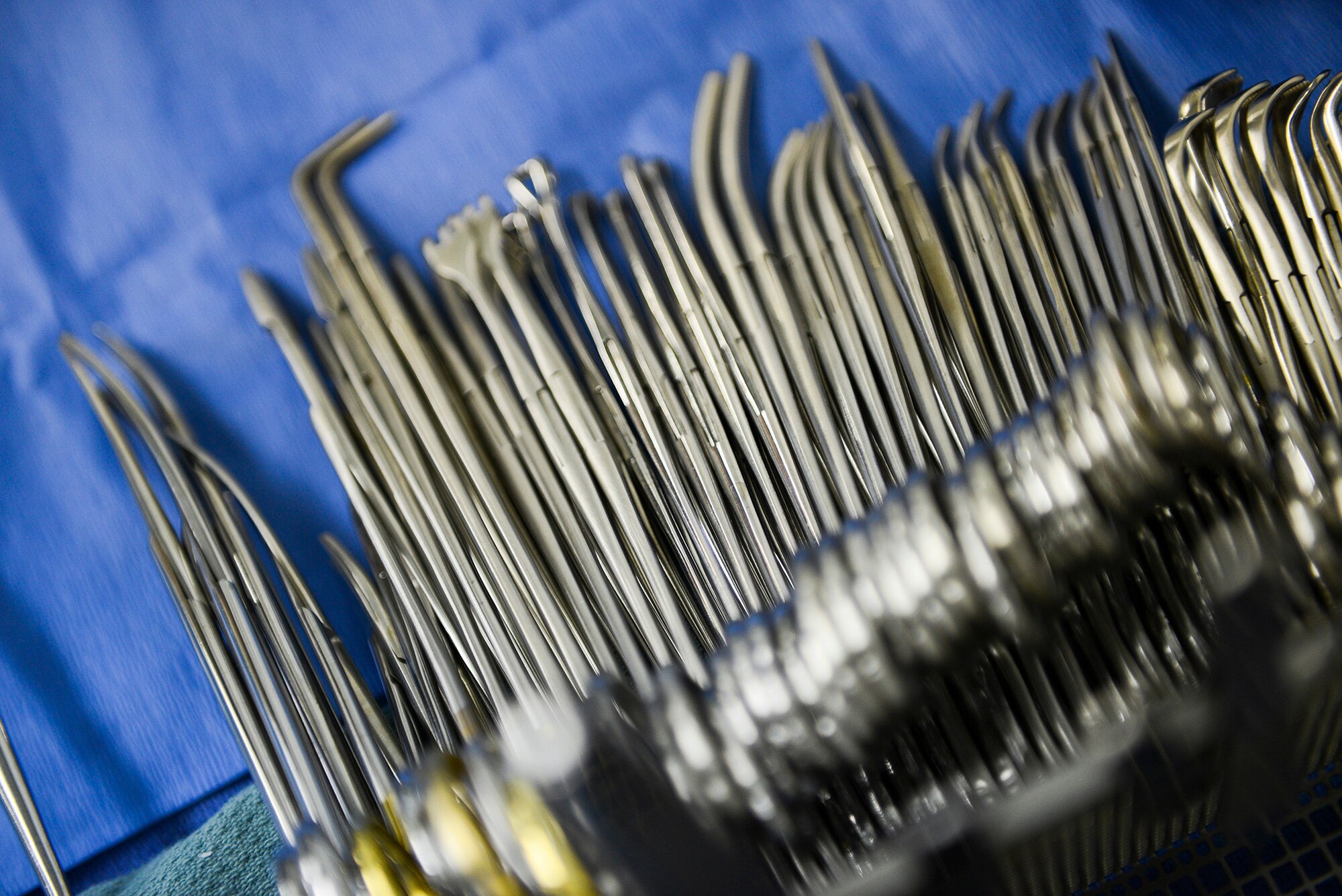 Surgical tools are lain out at the 47th Combat Support Hospital during Keen Sword 2015 at Yokota Air Base, Japan, Nov. 12, 2014. KS 2015 involves 10,000 U.S. military members and is a joint and bilateral exercise aimed at improving readiness of military members in Japan. (U.S. Air Force photo by Staff Sgt. Cody H. Ramirez/Released)