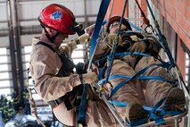Marines and sailors with the Chemical Biological Incident Response Force conducted an annual training exercise alongside the New York City Fire Department at a training academy in Randall's Island, New York. CBIRF conducted rope rescue, vehicle extrication, structural collapse and confined space training during the week long exercise. The event culminated with a night operation at the Barclay's Center in Brooklyn, where Marines and sailors rescued role-playing casualties from a simulated bomb explosion. The mission of CBIRF is to forward-deploy and/or respond, when directed, to a credible threat of chemical, biological, radiological, nuclear or high-yield explosive incident in order to assist local, state or federal agencies and unified combat commanders in the conduct of consequence management operations. (Official Marine Corps Photo by Sgt Kuande Hall/RELEASED)