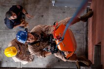 The Marines and Sailors of the Chemical Biological Incident Response Force (CBIRF), II Marine Expeditionary Force conduct training alongside the Fire Department of New York at their Fire Academy at Randall's Island, NY. The week-long training evolution includes rope training and high-angle rescue, vehicle extrication, response to structural collapse, and low-light search and rescue. These are all techniques used by CBIRF personnel when responding to chemical, biological, radiological, nuclear or high-yield explosive incidents (CBRNE). CBIRF is prepared to respond with minimal warning to crisis in order to assist local, state, or federal agencies and the geographic combatant commanders in the conduct of CBRNE response or consequence management operations. The Marines and Sailors that comprise CBIRF come from more than 40 military occupational specialties and train year round in a variety of venues with multiple agencies to carry out the unit’s unique mission (Official Marine Corps Photo by Sgt Kuande Hall/RELEASED)
