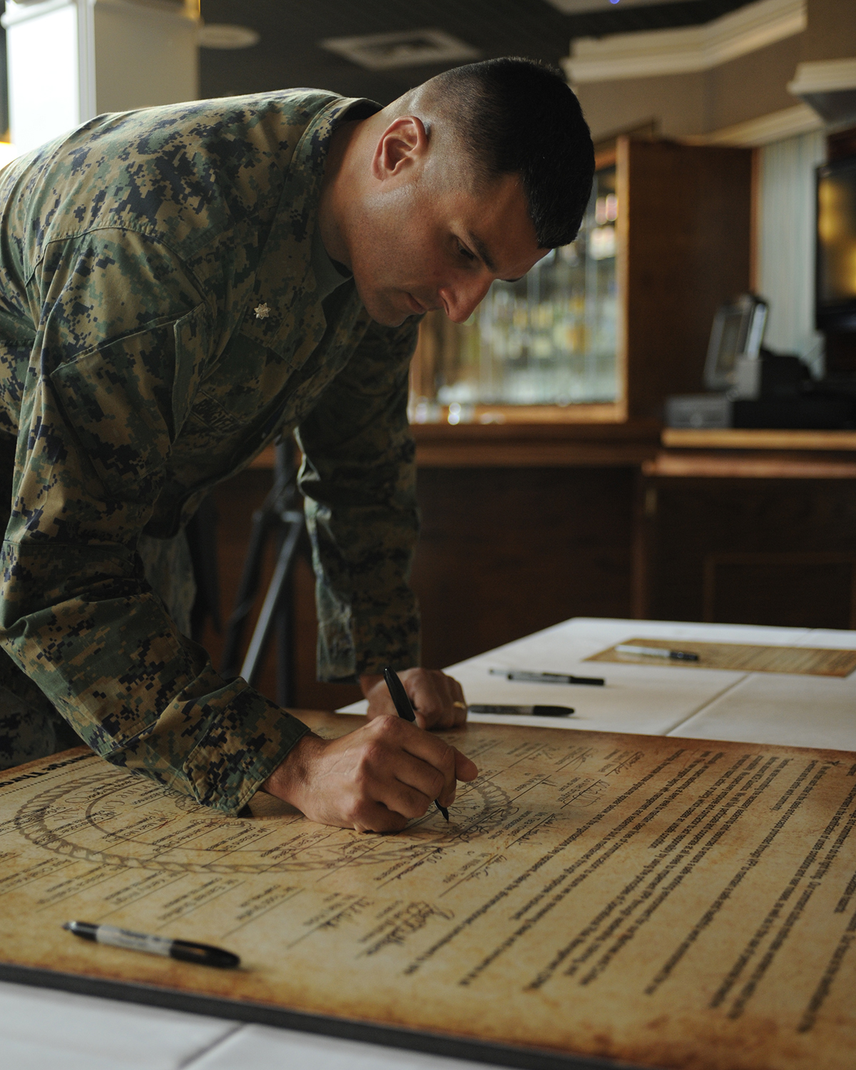 U.S. Marines and Civilians participate in the Marine Corps Base Safety Division kick off at the Clubs at Quantico on MCB Quantico, Nov. 20, 2014. The safety kick off event was the start of the Voluntary Protection Program. (U.S. Marine Corps photo by Cpl Samuel Fernandez/Released)
