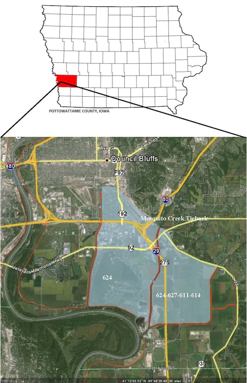 Levee units 624 and 624-627-611-614 located in Council Bluffs, Pottawattamie County, Iowa.