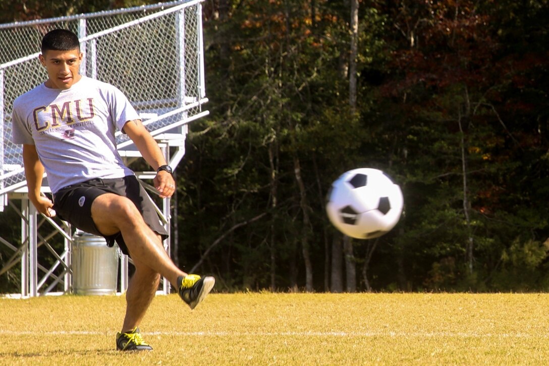 Roberto Ponce, assistant coach of team Fury from Camp Lejeune’s Youth Sports program, brought his team through this season undefeated at Camp Lejeune, N.C., in 2014. Ponce began playing soccer at eight years of age and taught his skills and the rules of the game to the children on the team.