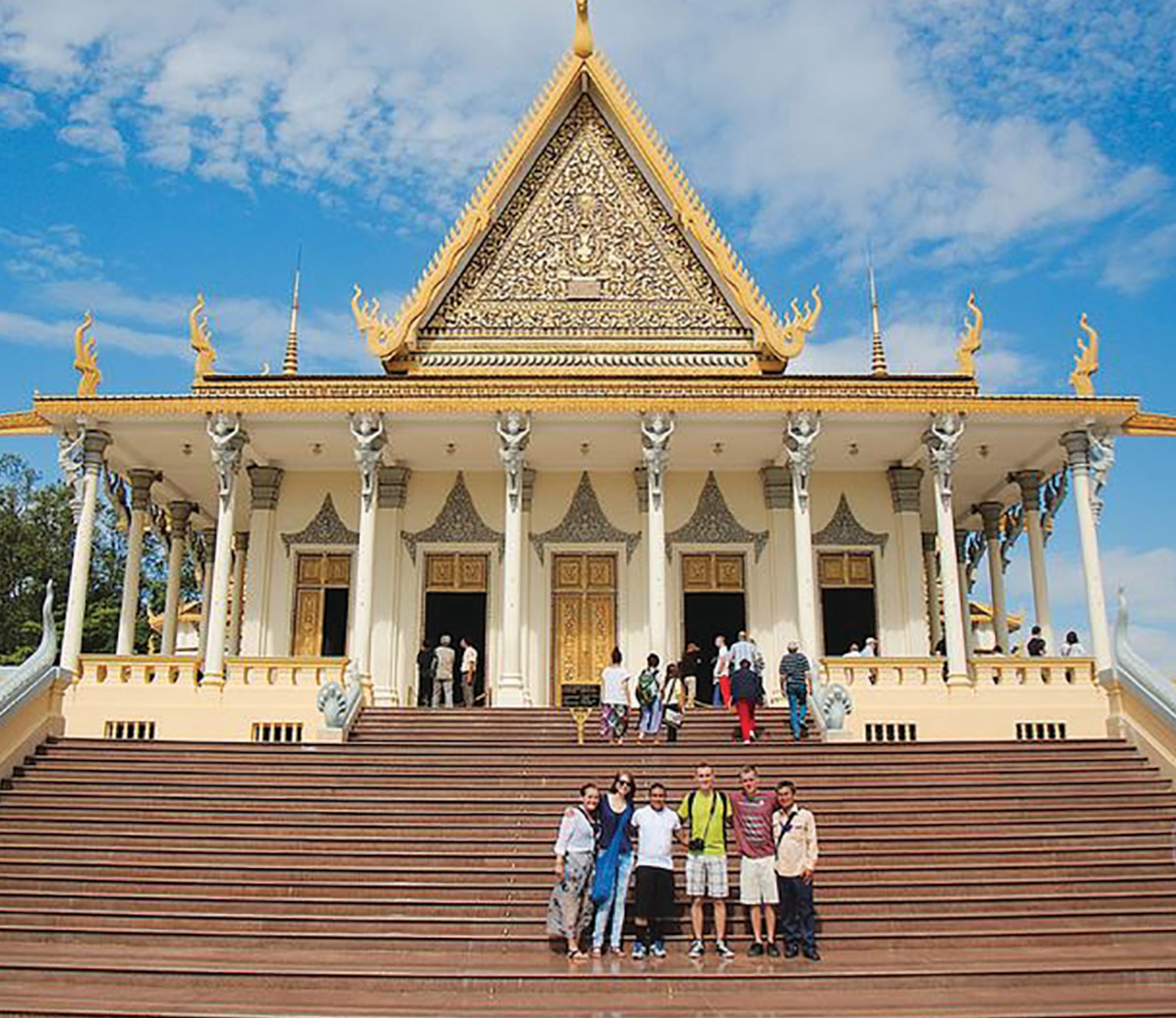 Academy cadets pose near the Royal Palace in Phom Penh, Cambodia, this summer. The team, led by Col. Marty France, Astronautics Department head, traveled to Cambodia through the Academy's cultural immersion program. (Courtesy photo)
