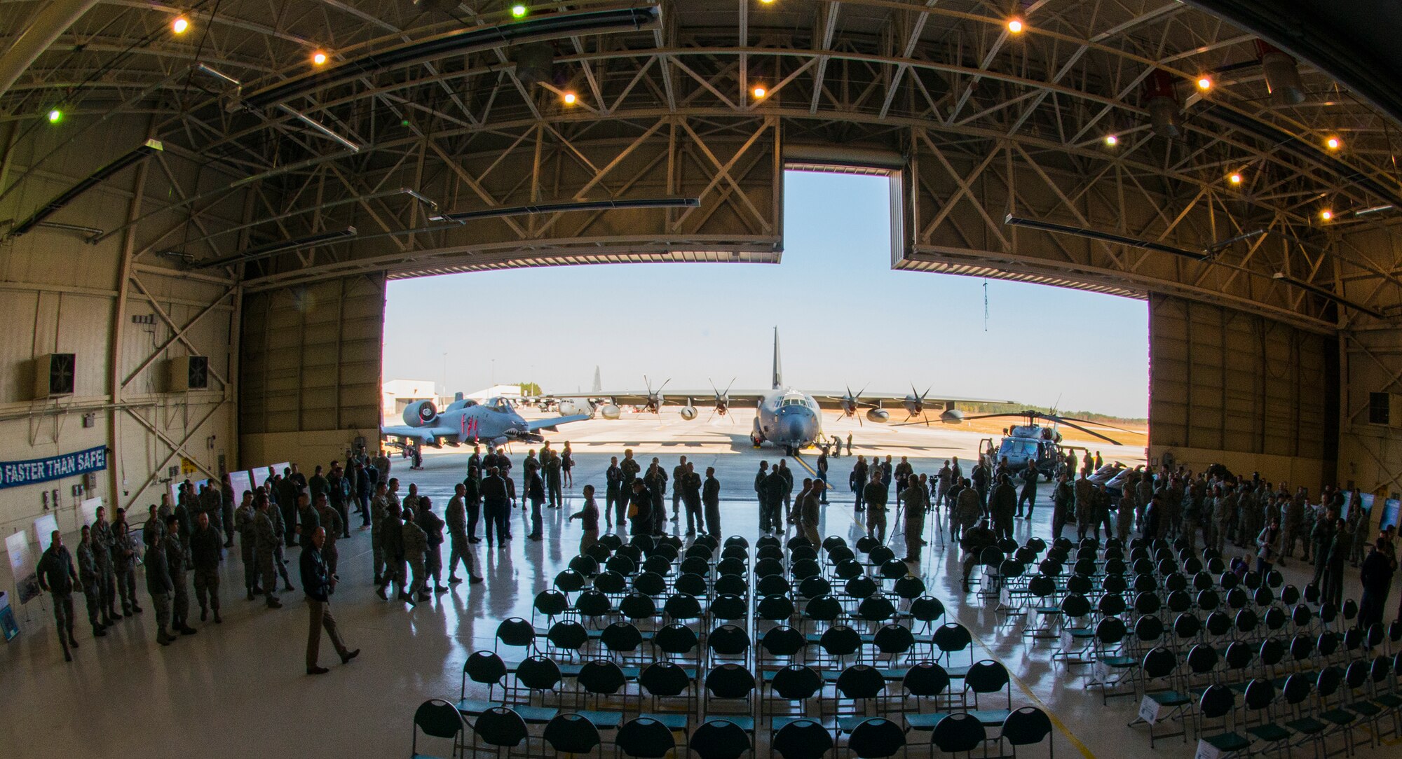 Team Moody members mingle during the 2014 Flying Tiger Reunion Heritage Day Nov. 14, 2014, at Moody Air Force Base, Ga.  The day kicked off with static displays and a combat search and rescue demonstration.  (U.S. Air Force photo by Airman 1st Class Ceaira Tinsley/Released)