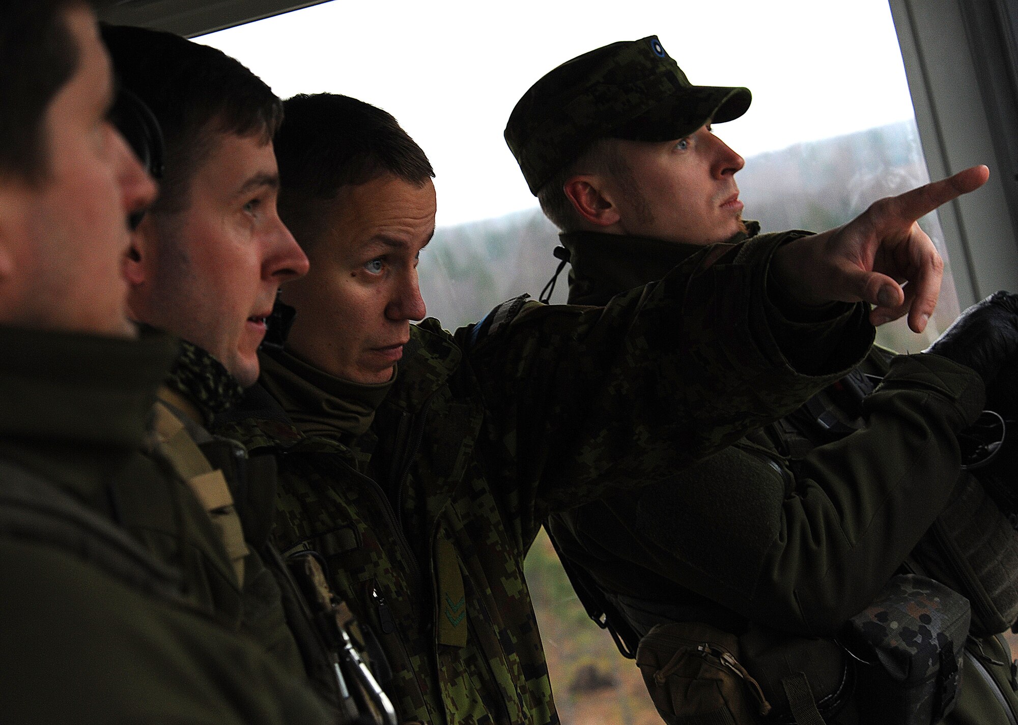 Estonian air force joint tactical air controllers conduct simulated airstrikes at a training range Nov. 13, 2014, near Tapa, Estonia. The Estonian JTACs continue to train with several NATO countries as a part of Operation Atlantic Resolve to stay proficient in their duties, while ensuring peace and stability in the region. (U.S. Air Force photo/Senior Airman Matthew Lotz)