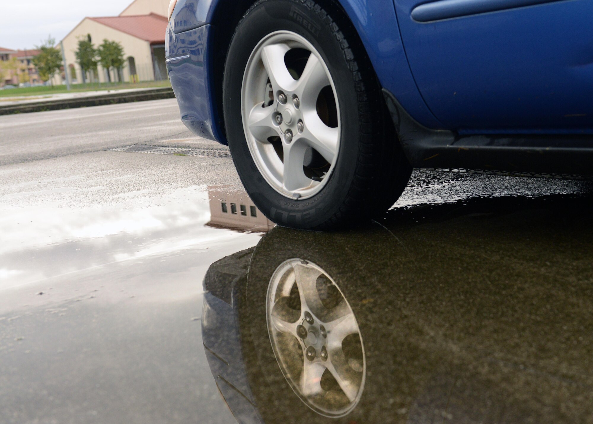 According to the 31st Fighter Wing safety office, speed and weather conditions contributed to the majority of the accidents during the recent inclement weather. Team Aviano members are reminded to remain vigilant and decrease speed when driving on wet roads. (U.S. Air Force photo/Airman 1st Class Deana Heitzman)