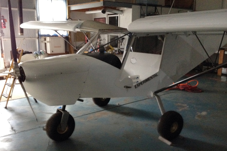 A STOL CH 701 experimental aircraft sits in the workshop of Air Force Reserve Lt. Col. Karl A. Haagsma, a medical entomologist assigned to the 757th Airlift Squadron’s aerial spray flight, is pictured here in a photo taken Sept. 9, 2014. Haagsma, a licensed pilot, is building the experimental aircraft from scratch and hopes to the fly the plane in the near future. Courtesy photo.