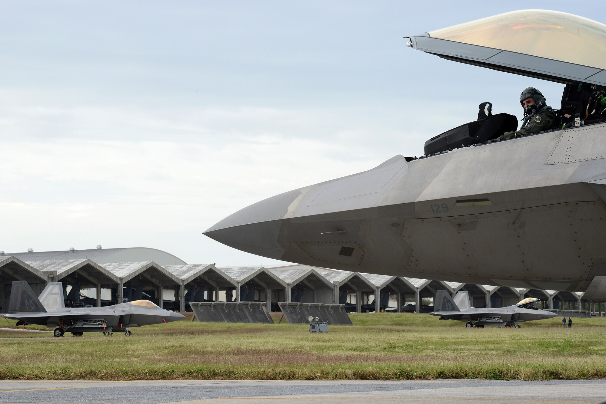 U.S. Air Force Capt. Nick Chachor, 525th Fighter Squadron weapons officer and F-22 Raptor pilot, prepares for takeoff during Keen Sword 2015 on Kadena Air Base, Japan, Nov. 14, 2014. The fundamental role of U.S. forces in Japan is to deter aggression and maintain peace and security in the region, and is an essential component of the U.S.-Japan alliance. (U.S. Air Force photo by Senior Airman Maeson L. Elleman/Released)