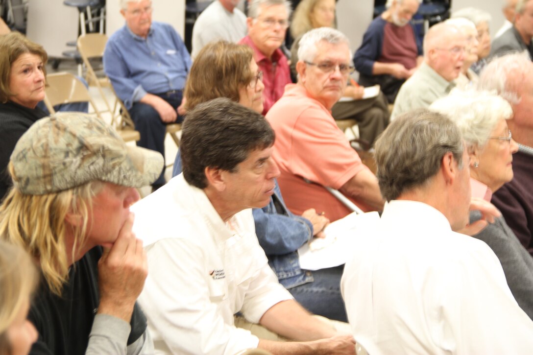 Red Mill Elementary School in Virginia Beach, Va., provided the venue Nov. 6, as more than 100 Sandbridge area community members voiced their concerns and opinions on the pending Environmental Impact Statement study for the proposed Wilkins’ Marina project. The scoping meeting, hosted by the Norfolk District, U.S. Army Corps of Engineers, sought to listen to community members and capture their comments for use in the development of the EIS.
After a lively and oftentimes passionate discussion during the meeting’s introductory session, led by Tom Walker, Norfolk District’s Regulatory chief, and Harold Jones, project consultant, community members were separated into four break-out sessions to focus on identifying, defining and capturing specific project issues. The break-out sessions were led by environmental scientists from the district’s Regulatory Branch and managed by Melissa Nash, the Corps’ Wilkins' Marina EIS project manager.
Community members were also informed of the 45-day comment period allowing them to send their comments to the Corps via email or mail through Nov. 21, 2014, and the creation of a Corps Wilkins’ Marina EIS project web page to keep community members updated.
