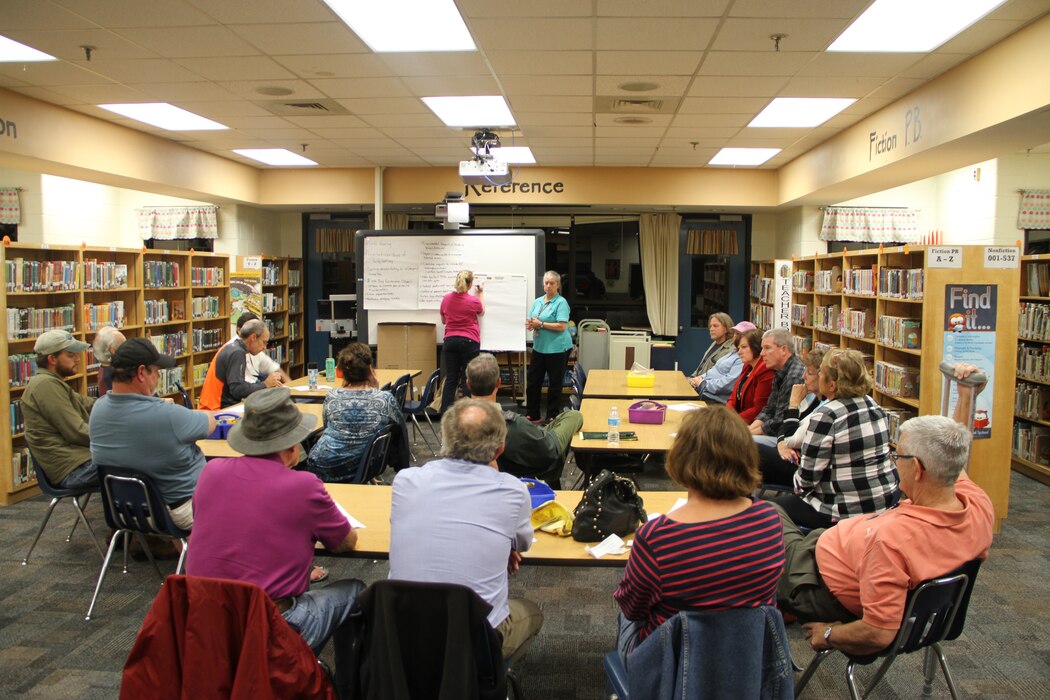 Red Mill Elementary School in Virginia Beach, Va., provided the venue Nov. 6, as more than 100 Sandbridge area community members voiced their concerns and opinions on the pending Norfolk District Environmental Impact Statement study for the proposed Wilkins’ Marina project. 