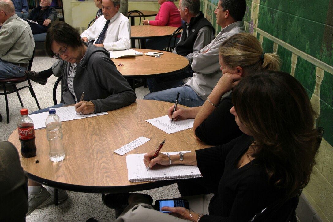 Red Mill Elementary School in Virginia Beach, Va., provided the venue Nov. 6, as more than 100 Sandbridge area community members voiced their concerns and opinions on the pending Environmental Impact Statement study for the proposed Wilkins’ Marina project. The scoping meeting, hosted by the Norfolk District, U.S. Army Corps of Engineers, sought to listen to community members and capture their comments for use in the development of the EIS.
After a lively and oftentimes passionate discussion during the meeting’s introductory session, led by Tom Walker, Norfolk District’s Regulatory chief, and Harold Jones, project consultant, community members were separated into four break-out sessions to focus on identifying, defining and capturing specific project issues. The break-out sessions were led by environmental scientists from the district’s Regulatory Branch and managed by Melissa Nash, the Corps’ Wilkins' Marina EIS project manager.
Community members were also informed of the 45-day comment period allowing them to send their comments to the Corps via email or mail through Nov. 21, 2014, and the creation of a Corps Wilkins’ Marina EIS project web page to keep community members updated.
