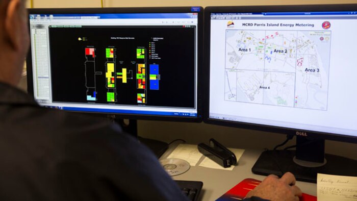 Energy saving technologies implemented across the base helped Marine Corps Recruit Depot Parris Island earn the Secretary of the Navy Energy and Water Management Conservation Award Oct. 21, 2014, including a $45,000 prize. These technologies include an automatic control system for air conditioning and heating, solar heating panel for hot water and LED street lights. (Photo by Lance Cpl. Vaniah Temple)