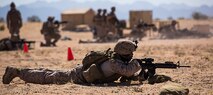 Combat engineers with Marine Wing Support Squadron 371 execute a live-fire squad movement exercise at the Western Barry M. Goldwater Range near Marine Corps Air Station Yuma, Ariz., June 5.