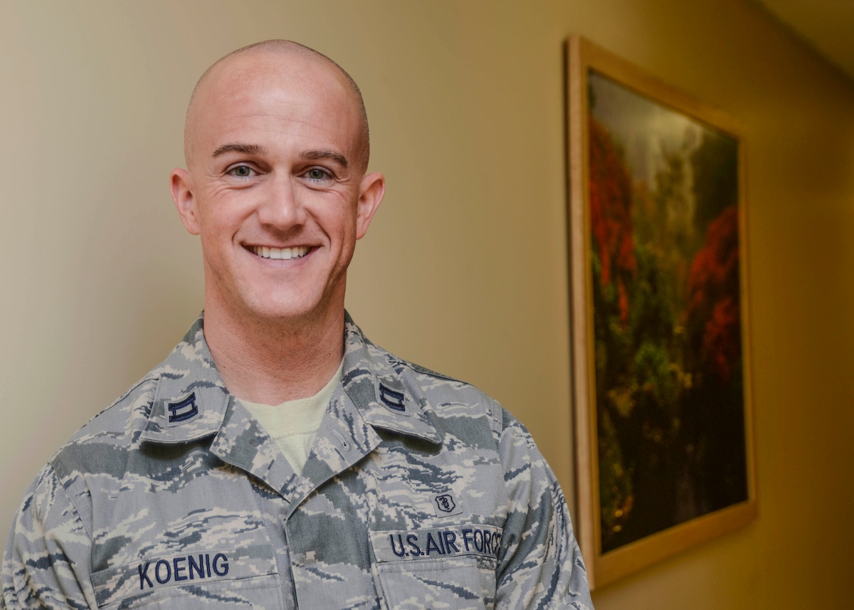 Capt. Eric Koenig, 412th Aerospace Medicine Squadron dentist, accepted an offer from Paramount Pictures to purchase one of his screen plays, "Matriarch," on Veterans Day. (U.S. Air Force photo by Rebecca Amber)