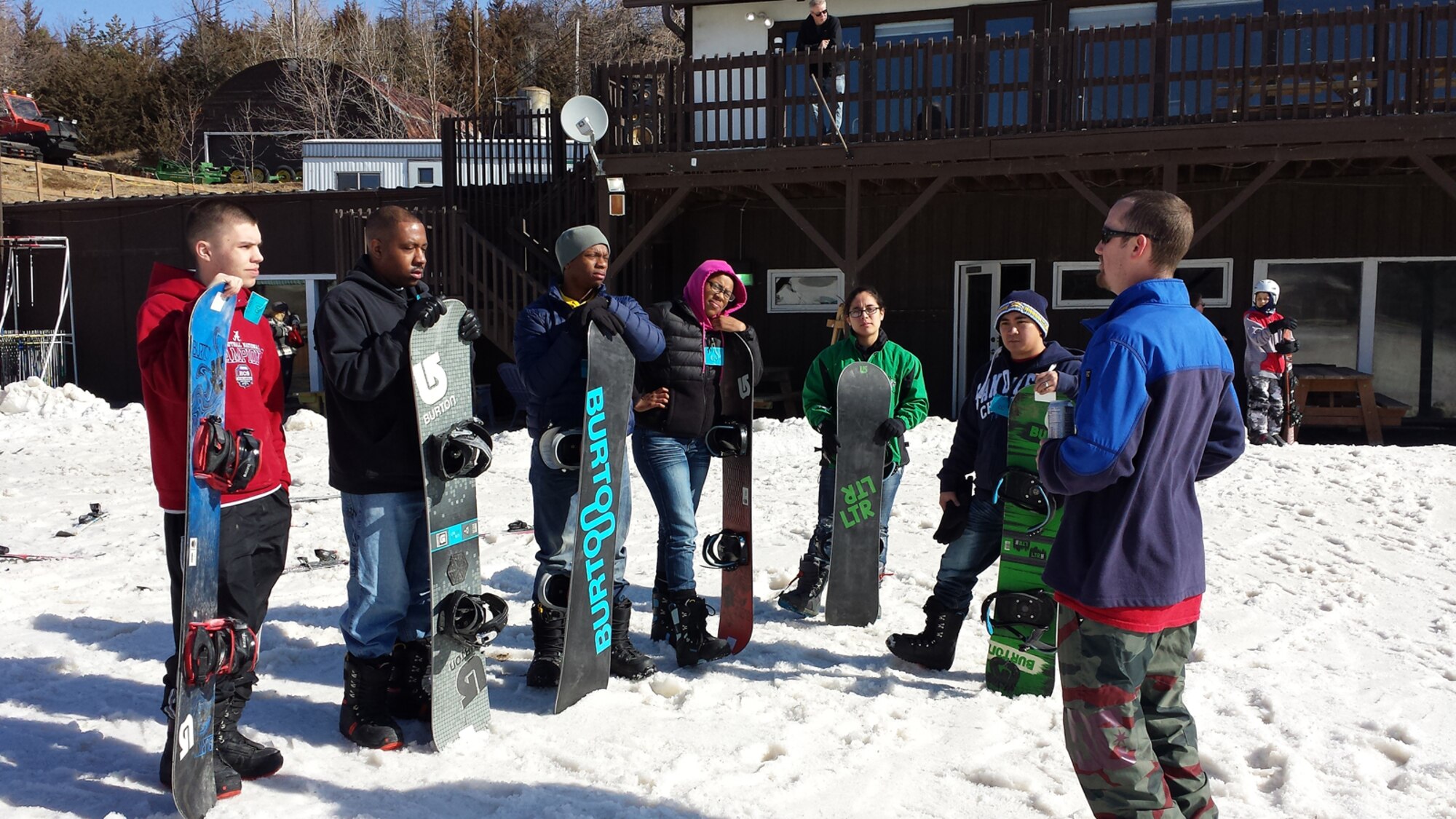 Junior enlisted service members from Offutt Air Force Base, Neb. receive instruction during a spiritual resiliency seminar at Mt. Crescent Ski Area in Crescent, Iowa. The trip was sponsored by “The Connection,” an Offutt program that provides fellowship and professional development to Offutt’s junior enlisted service members. (Courtesy photo)