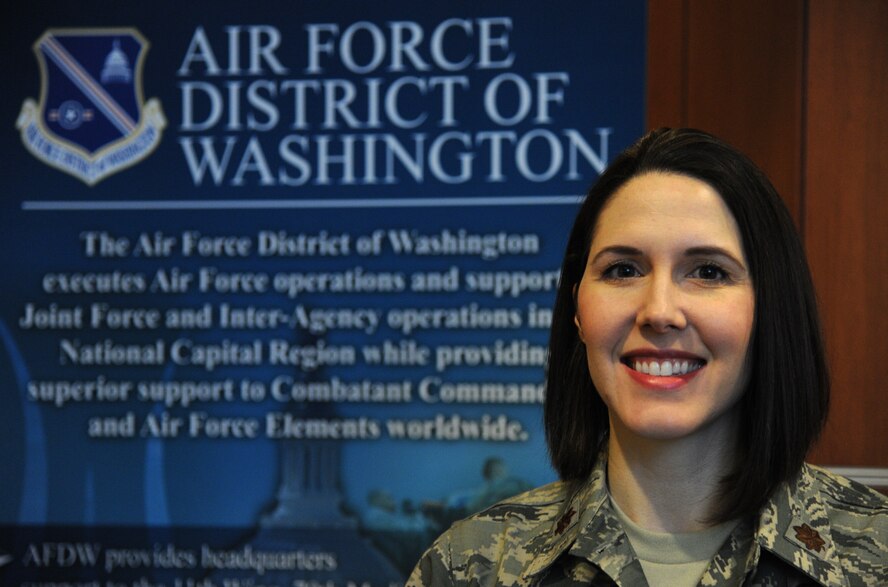 Maj. Cynthia Darnell, Air Force District of Washington Contracting Installation Division deputy chief, is an AFDW Capital Airman. Darnell enlisted in the Air Force in 1997, she received her commission in 2004. In 2010, Darnell joined the Air Force Reserves. Darnell has been part of AFDW since March 2014. (U.S. Air Force photo/Master Sgt. Tammie Moore)