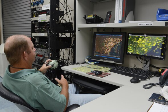 Electronic warfare personnel prepare for a mission at Poinsett Electronic Combat Range, Sumter, S.C., Sept. 4, 2014. The electronic warfare personnel shoot simulated munitions at an aircraft, helping pilots safely train for combat situations. (U.S. Air Force photo by Airman 1st Class Diana M. Cossaboom/Released)