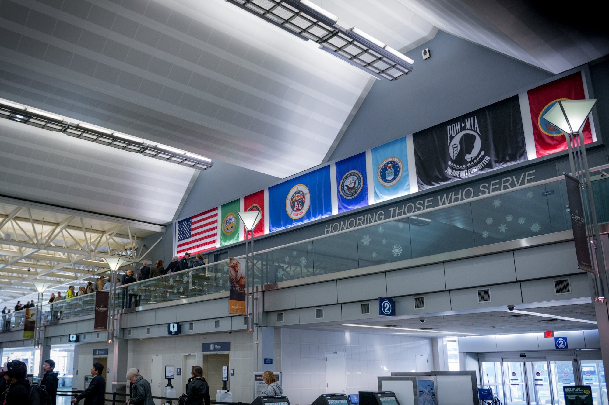 The Armed Forces Service Center at the Minneapolis-St. Paul International Airport holds an open house to dedicate a new Veterans Wall that was sponsored by the Metropolitan Airports Commission.  The AFSC is a 24/7 non-profit facility that has served military members and their families at the MSP airport since 1970.  (U.S. Air Force photo by Shannon McKay/Released)