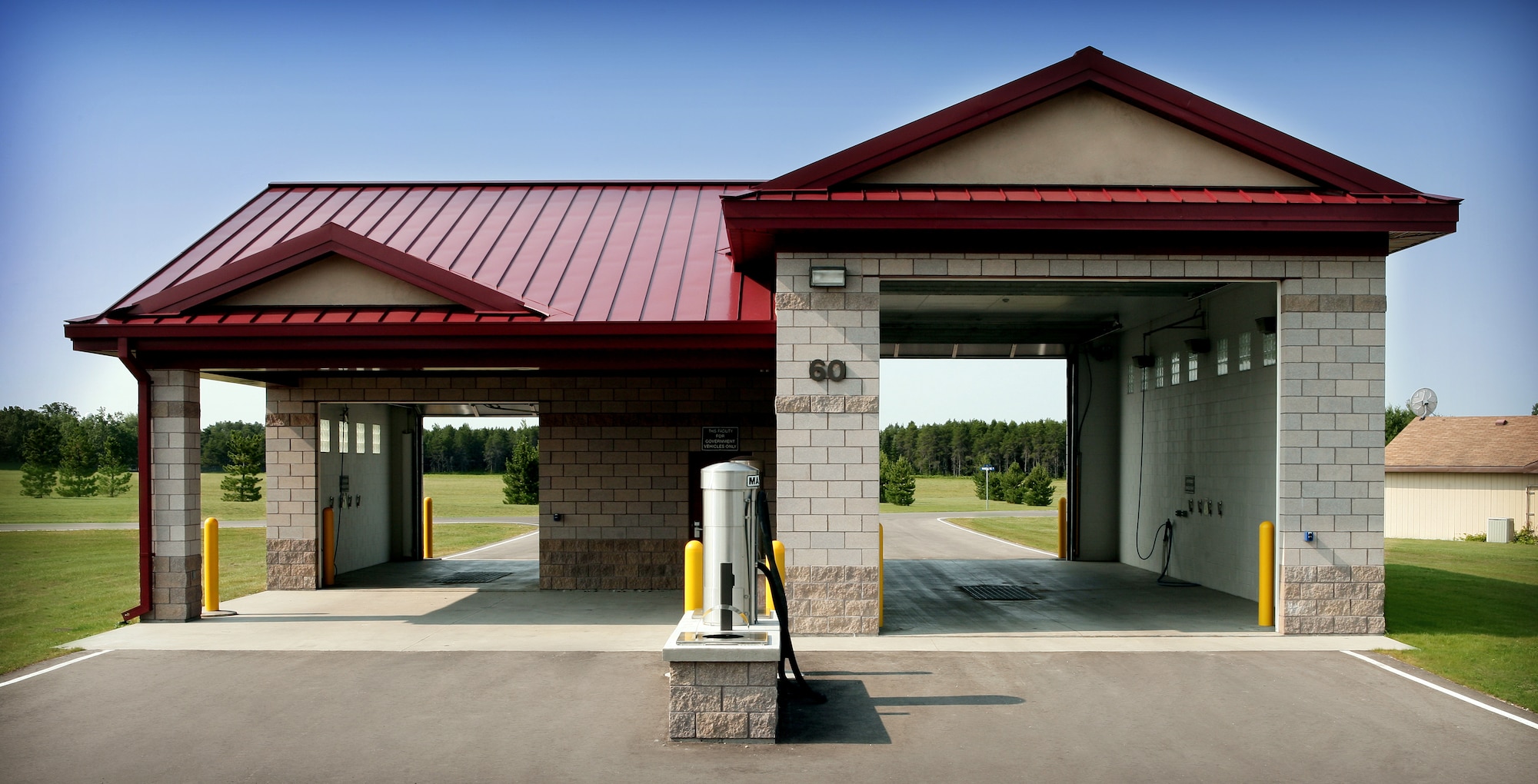 Vehicle Wash Facility is specifically for GOV vehicles offering a small and large bay.