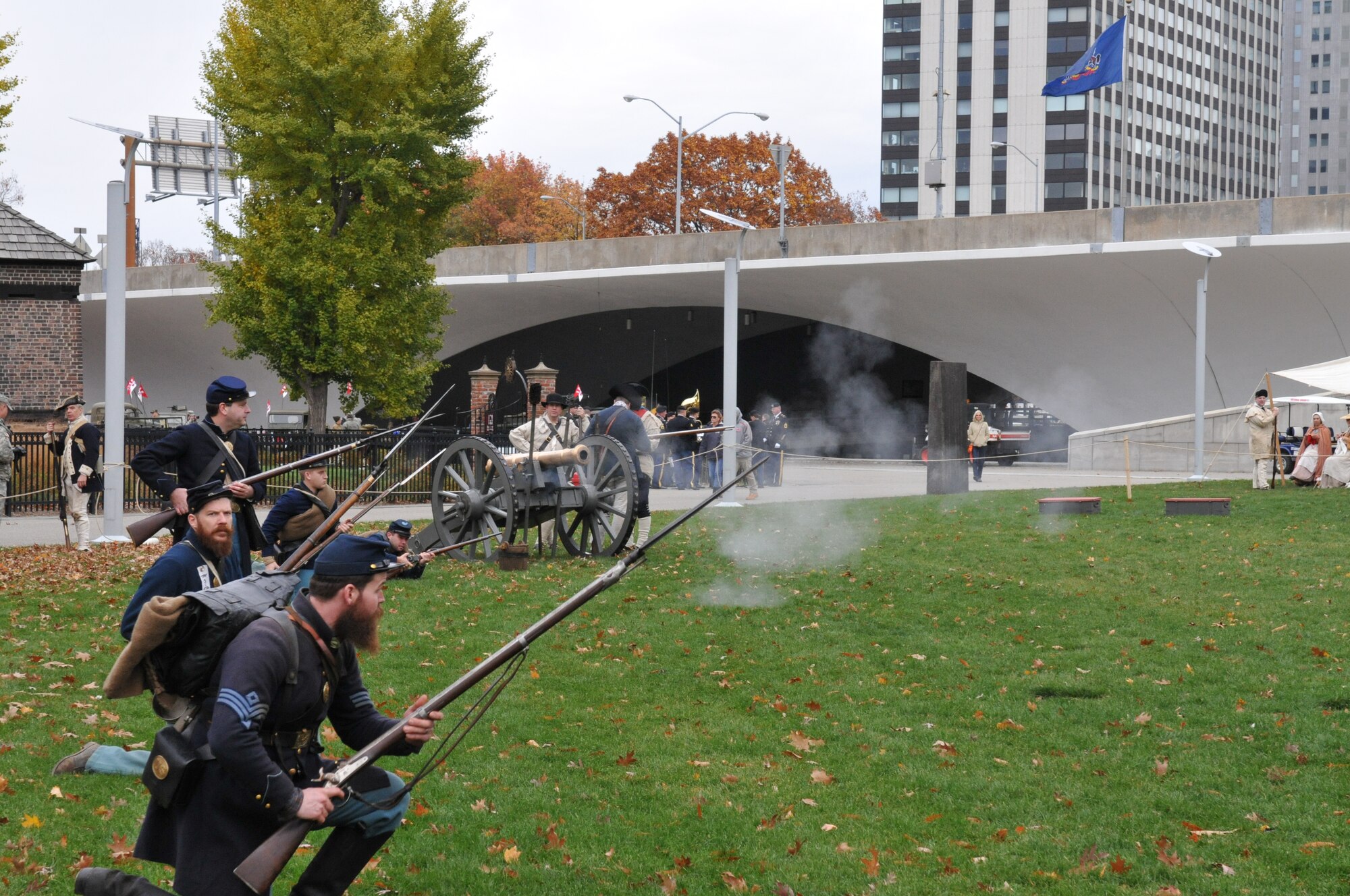 The Pennsylvania National Guard joined with the Pennsylvania Department of Conservation of Natural Resources' Point State Park and the Association of the United States Army to organize Steel City Salutes the Troops, Pittsburgh, November 8, 2014.  The event is a celebration of the region’s military history, community impact and continued relevance. (U.S. Air National Guard photo by Staff Sgt. Michael Fariss/ Released)