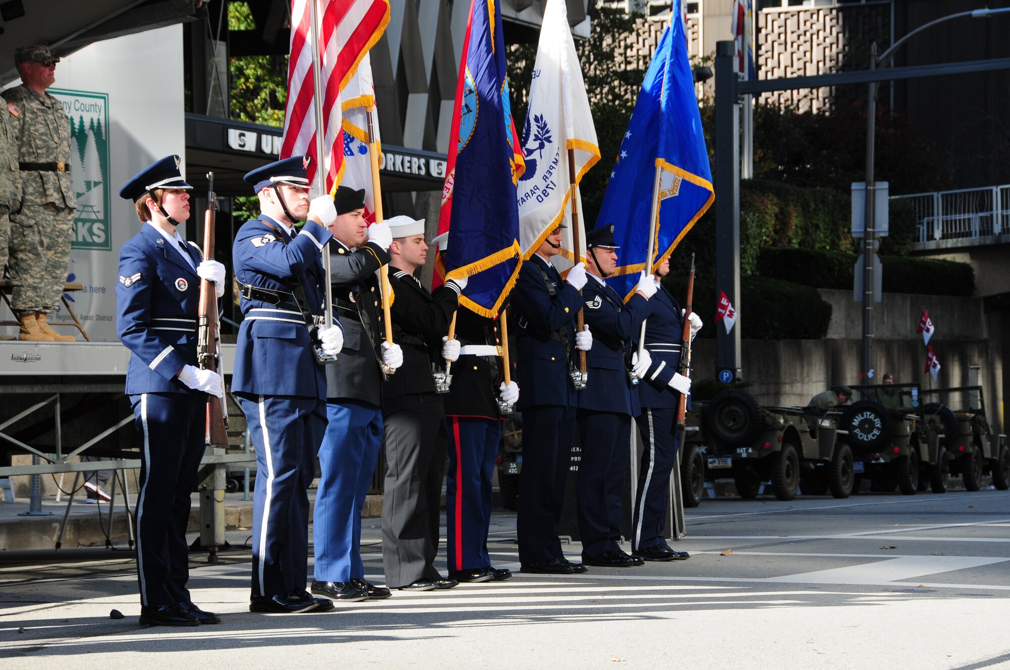 The Pennsylvania National Guard joined with the Pennsylvania Department of Conservation of Natural Resources' Point State Park and the Association of the United States Army to organize Steel City Salutes the Troops, Pittsburgh, November 8. 2014.  The event is a celebration of the region’s military history, community impact and continued relevance. (U.S. Air National Guard photo by Master Sgt. Shawn Monk/ Released)