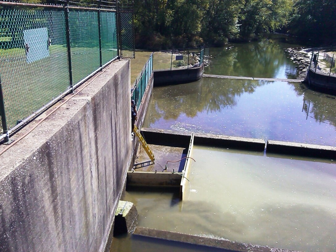 Members of the Pittsburgh Engineering Warehouse and Repair Station partnered with the Mosquito Lake staff to repair a leak at the dam outflow during the week of Sept. 22