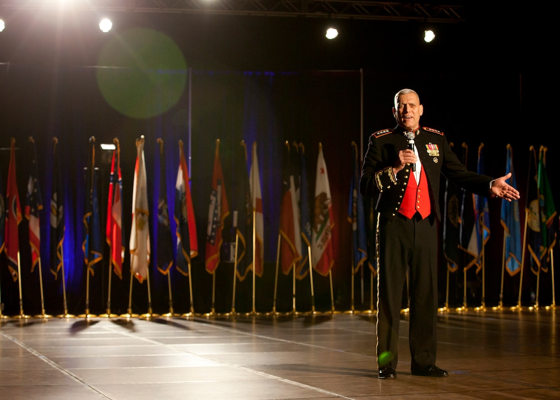 The Assistant Commandant of the Marine Corps, Gen. John M. Paxton, Jr., speaks during The Basic School's (TBS) Birthday Ball in Richmond, Va., Nov. 15, 2014. Gen. Paxton was the guest of honor for this years TBS bithday ball. (U.S. Marine Corps photo by Cpl. Tia Dufour/Released)