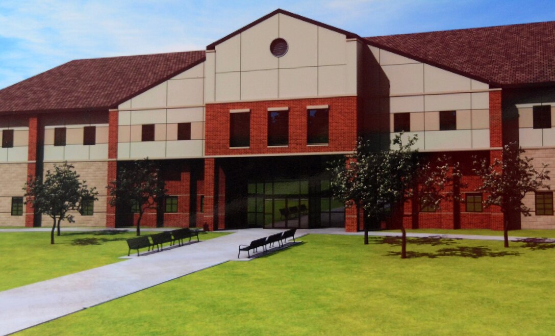 This artist rendition of the Wilmington District-managed brigade headquarters shows how the facility will look when turned over in Oct. 2016. The facility signifies a modernization effort that will greatly improve support the 528th provides to Army Special Operations Soldiers worldwide. See article below. (USASOC Image)