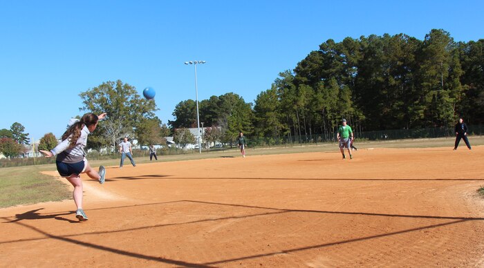 Twenty teams competed in the 4th Annual Sexual Assault Prevention and Response Kickball Tournament, Nov. 15, 2014, at Locklear Park on Joint Base Charleston, S.C.  The tournament is held to raise awareness and promote efforts to prevent sexual assault. (U.S. Navy photo/Petty Officer 2nd Class Jason Pastrick)