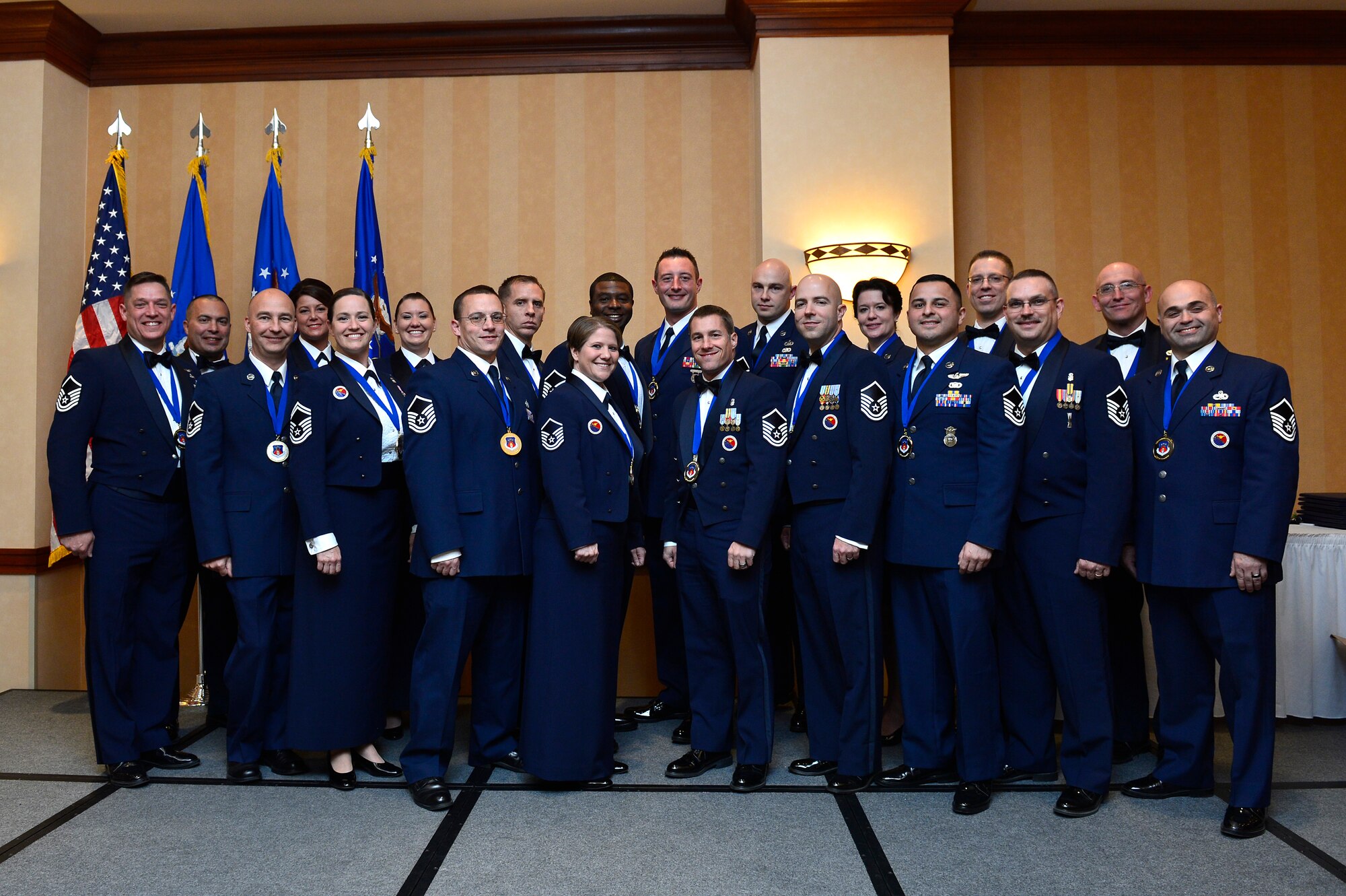 ALCOA, Tenn. - Peers, family and leadership here applauded 20 of the I.G. Brown Training and Education Center's senior noncommissioned officers Nov. 14, 2014, with a formal fall banquet that included a SNCO induction ceremony. (U.S. Air National Guard photo by Tech. Sgt. Jonathan Young/Released)