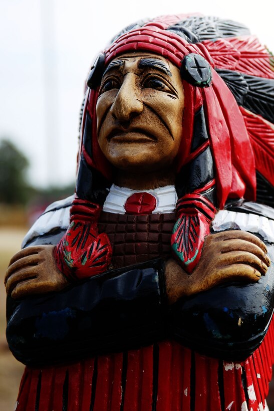 Marine Air Support Squadron 1’s mascot overlooks the Marines of the squadron during the annual Chieftain Run at Marine Corps Air Station Cherry Point, N.C., Nov. 13, 2014. The squadron ran three-miles in formation then continued to run in three-man teams for 24-straight hours in honor of their fallen brethren and in celebration of the Marine Corps’ 239th birthday.