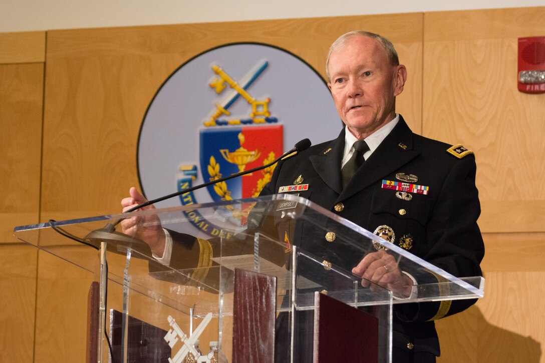 Chairman of the Joint Chiefs of Staff General Martin Dempsey presided over the ceremony and gave remarks.