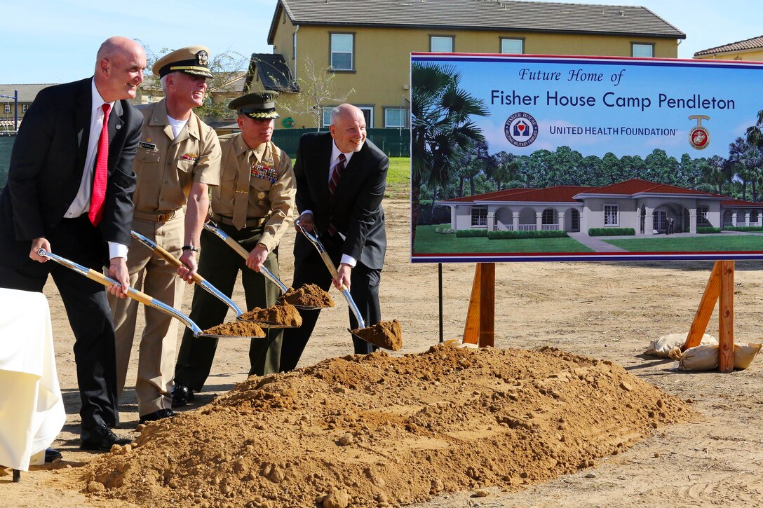 Camp Pendleton, together with the Fisher House Foundation and United Health Foundation, celebrated the construction of a new Fisher House with a groundbreaking ceremony here, Tuesday, Nov. 18.