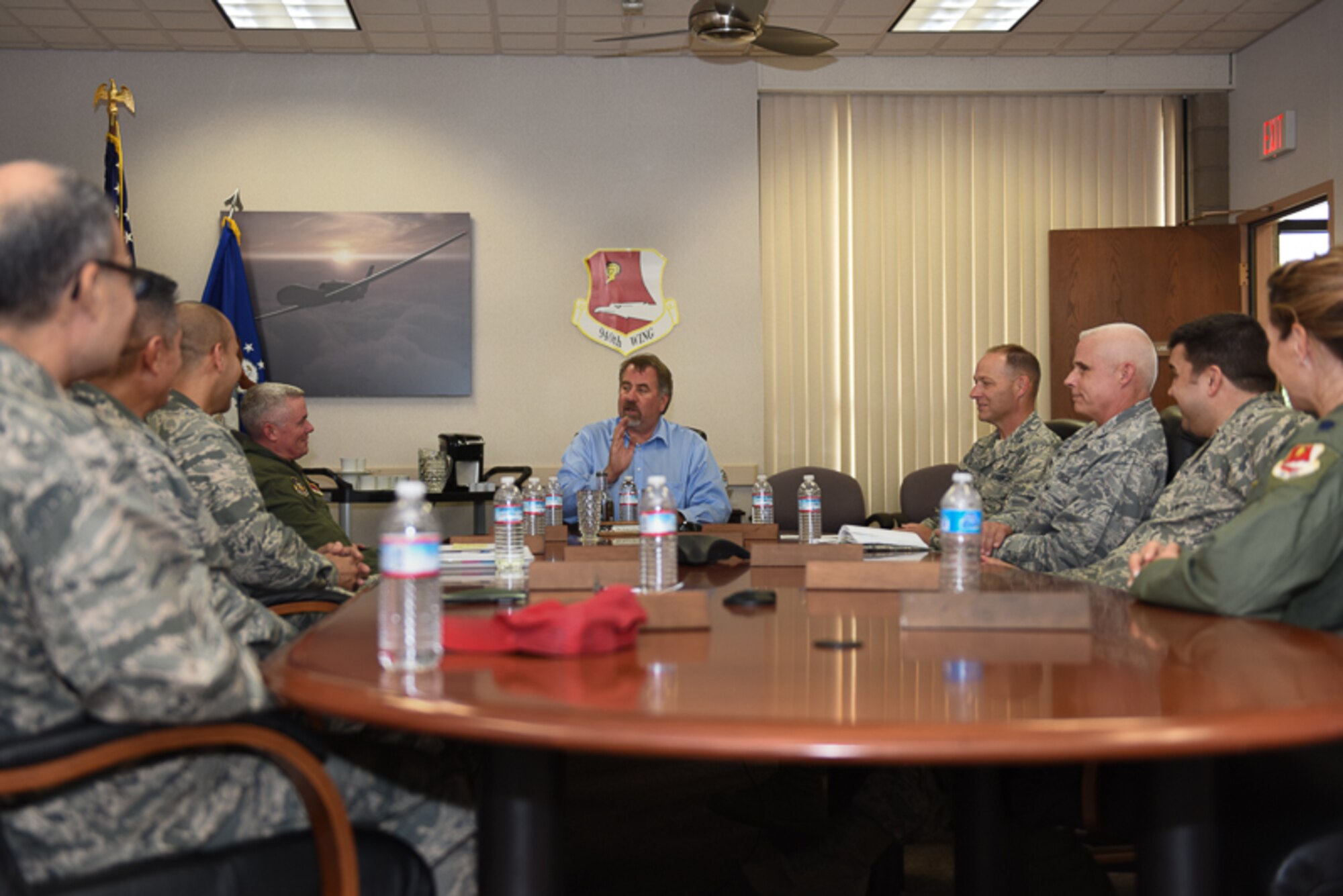 Rep. Doug LaMalfa, California’s 1st Congressional District, meets with Beale Air Force Base leadership at the 940th Wing headquarters October 22, 2014.  During his tour, the congressman also met with servicemembers to learn more about the Air Force Reserve’s influence within the local community. (U.S. Air Force photo by Staff Sgt. Brenda Davis/Released)