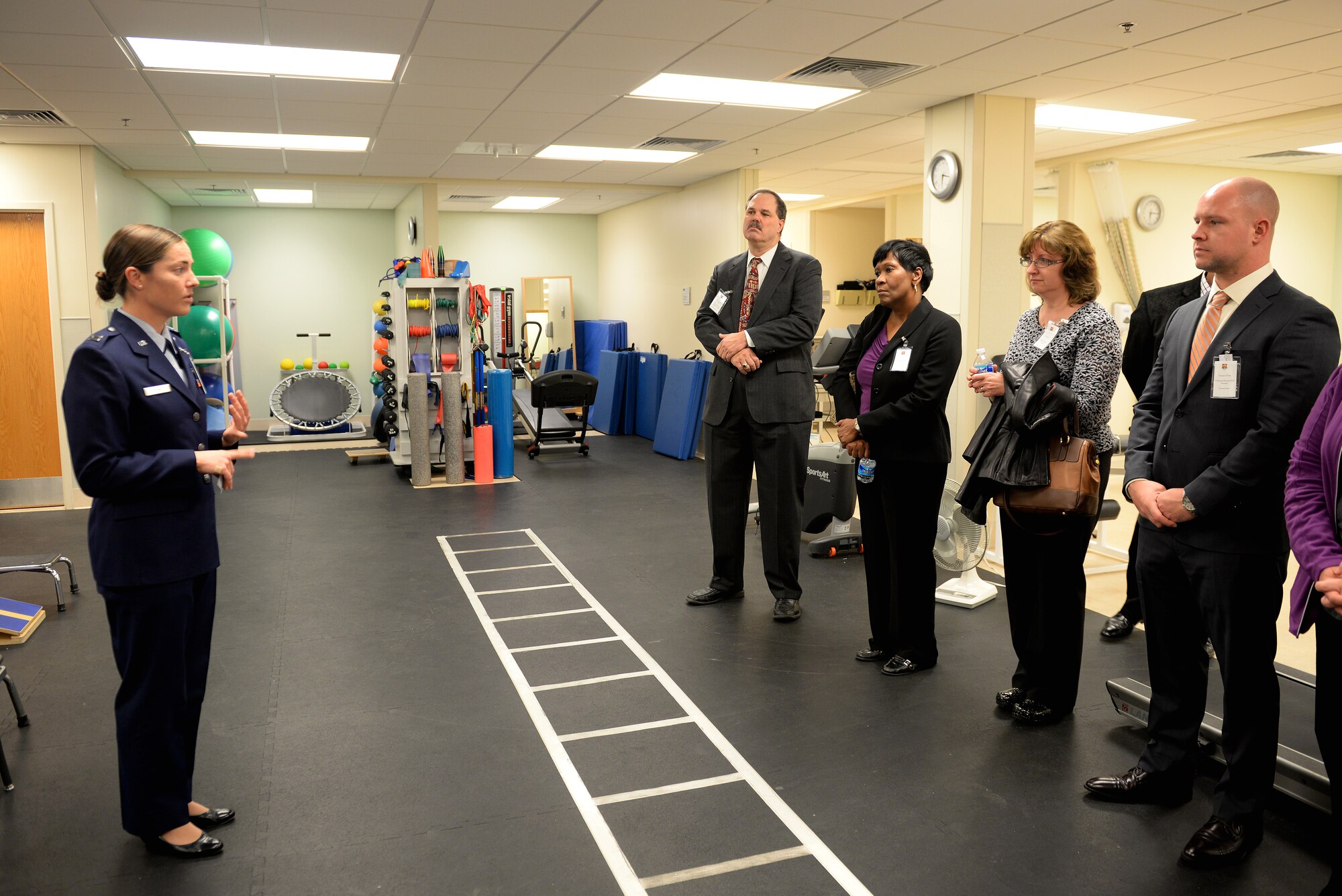 Local provider representatives tour sections of the Scott Air Force Base Clinic during the 3rd Annual Network Provider’s Social, Scott AFB, Ill., Nov. 6, 2014. The social’s intention is to provide a venue for off-base providers and the 375th Medical Group to foster a working relationship, making off-base care for beneficiaries a smoother process. (U.S. Air Force photo by Airman 1st Class Erica Crossen)
