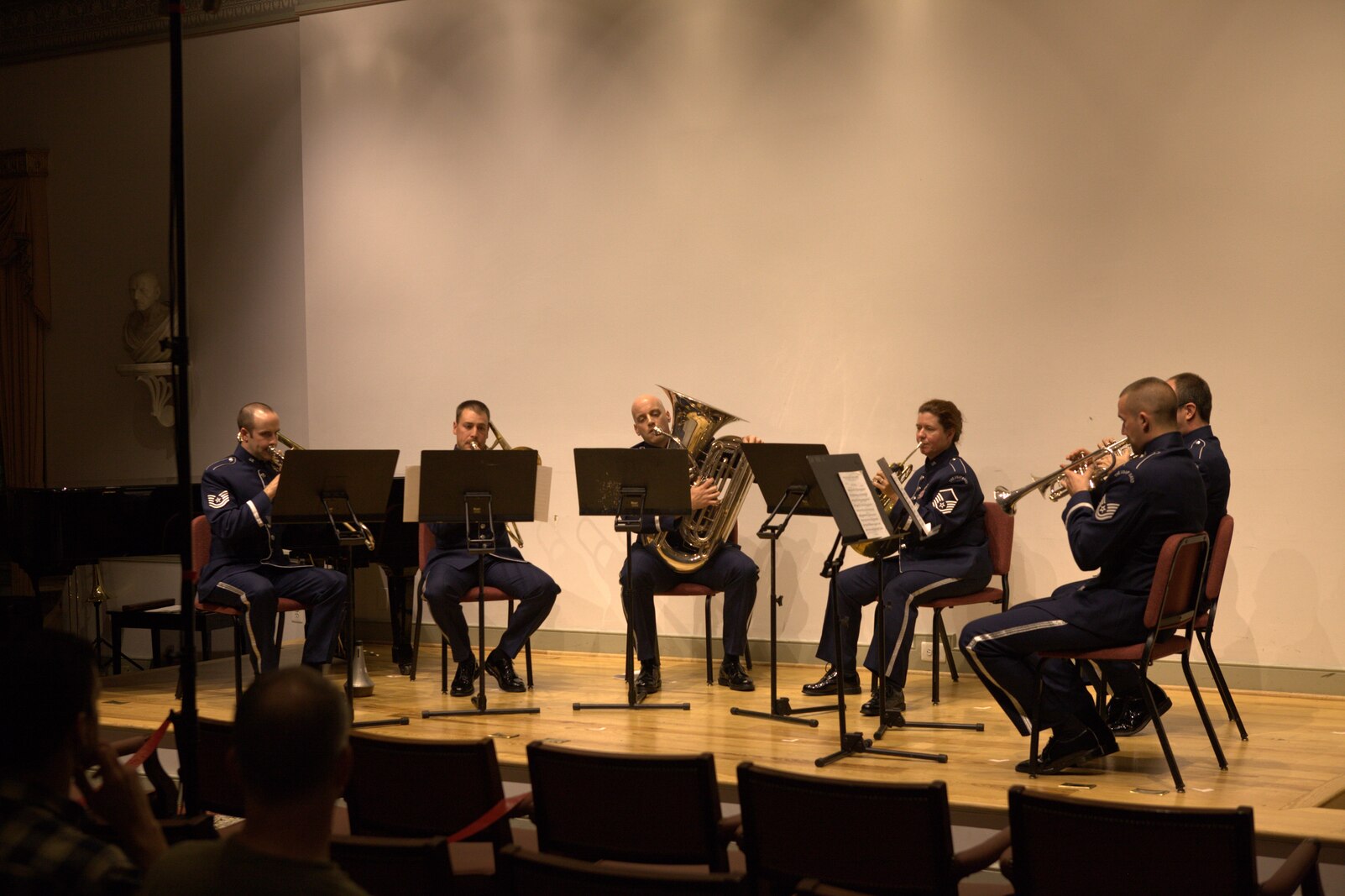 A brass sextet performs "Music for Brass Instruments" by Ingolf Dahl at a concert at The Lyceum in Old Town Alexandria on November 6, 2014. (U.S. Air Force photo by Tech. Sgt. Matthew Shipes)