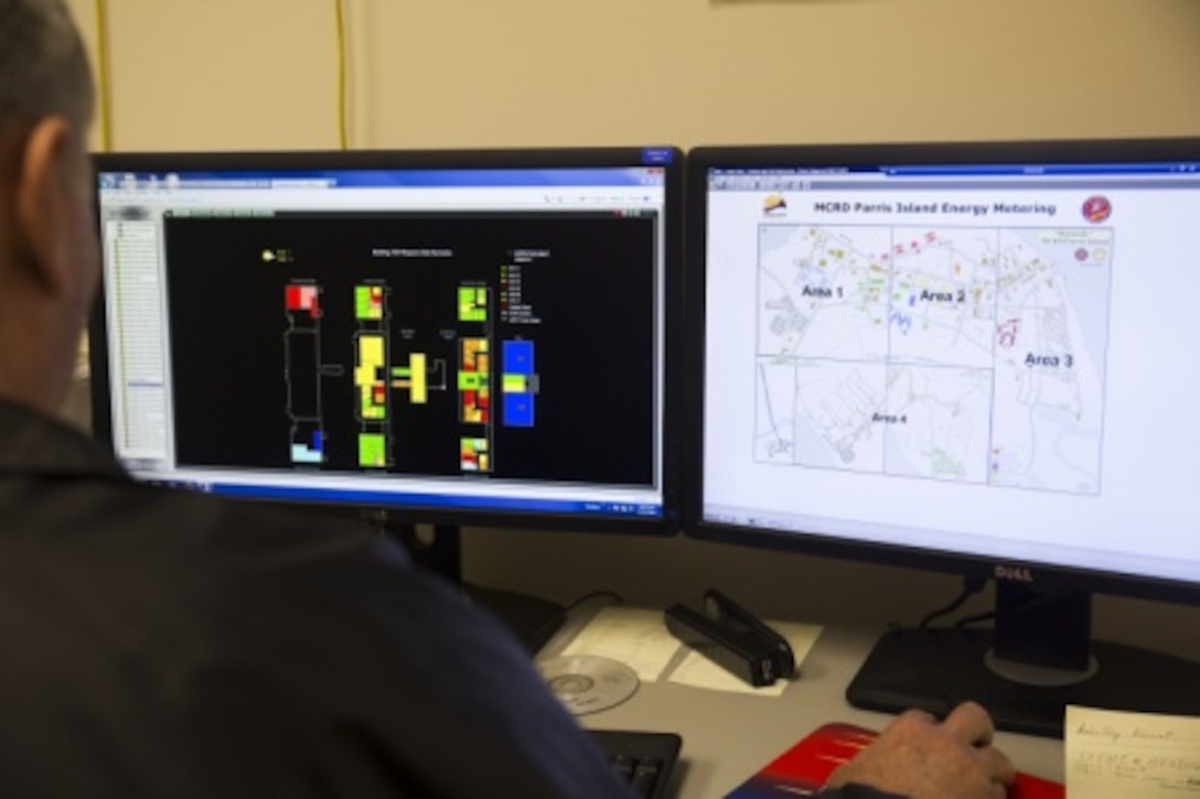 Energy saving technologies implemented across the base helped Marine Corps Recruit Depot Parris Island earn the Secretary of the Navy Energy and Water Management Conservation Award Oct. 21, 2014, including a $45,000 prize. These technologies include an automatic control system for air conditioning and heating, solar heating panel for hot water and LED street lights. (Photo by Lance Cpl. Vaniah Temple)
