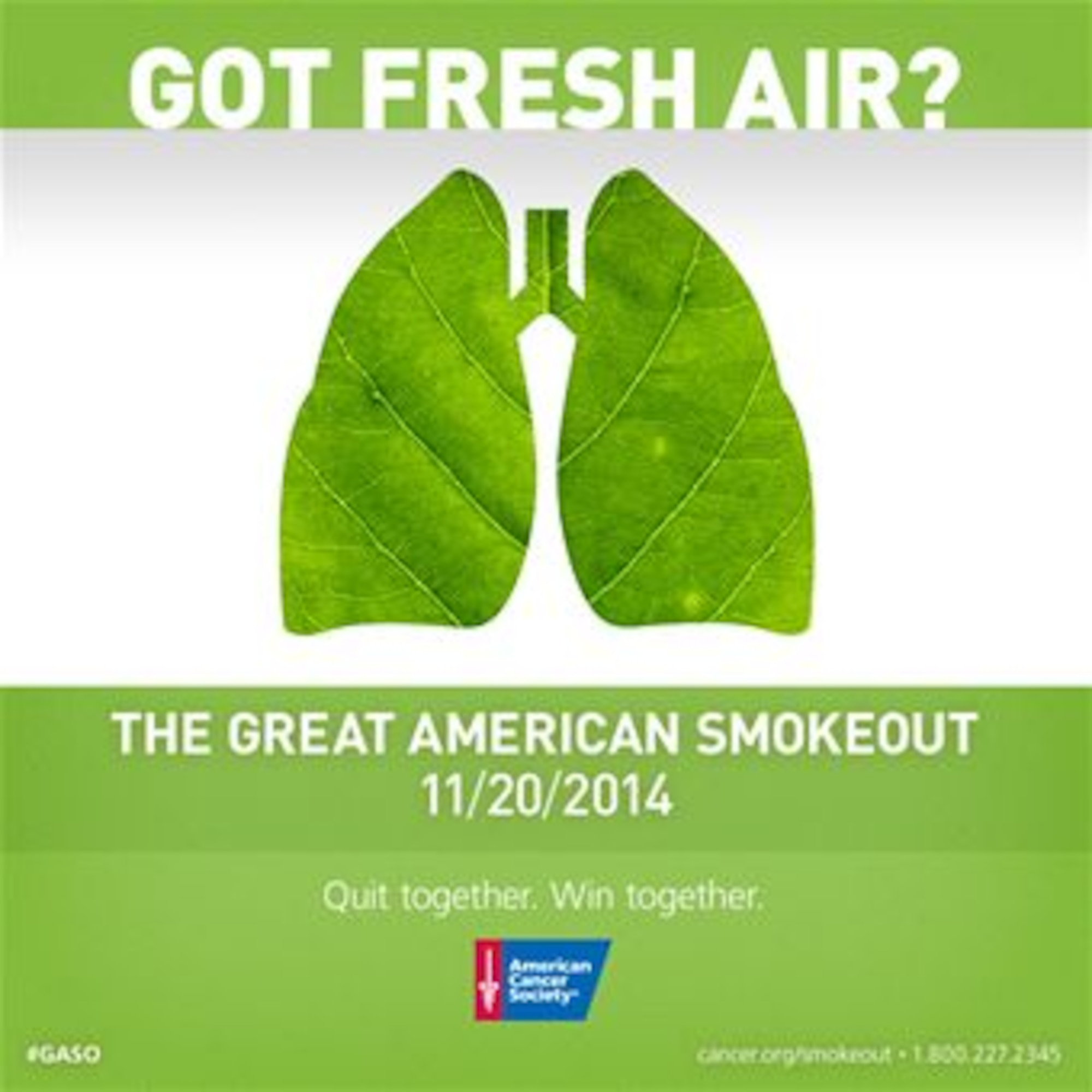 McDonald Army Health Center staff promoted tobacco-cessation-awareness during “The Great American Smokeout,” at Fort Eustis, Va., Nov. 20, 2014, as a part of National Lung Cancer Awareness Month. The health center offers tobacco cessation classes at the Fort Eustis Health Management Clinic every first and second Wednesday of each month from 10:30 to 11:30 a.m. The clinic also offers online classes. (Courtesy graphic)